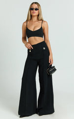 Clara Pants - High Waisted Wide Leg Pants in Black
