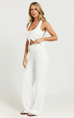 Romeo Pants - Straight Leg Mid Waist Tailored Pants in White