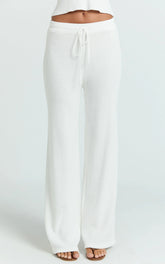 Agnes Pants - High Waist Crochet Pants in Off White