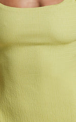 Brie Midi Dress - Scoop Neck Knit Slip Dress in Chartreuse