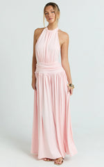 Quinn Maxi Dress - Low Back Halter Neck Dress in Pink