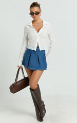 Dahlia Top - Long Sleeve Fitted Shirt in White