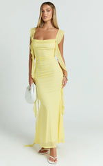 Rosha Maxi Dress - Ruffle Strap Dress in Butter
