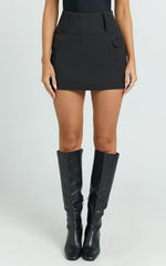 Nola Skort - High Waisted Utility Pocket Skort in Black