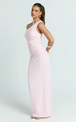 Criselda Maxi Dress - One Shoulder Maxi Dress in Pink