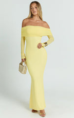 Bethanie Maxi Dress - Off The Shoulder Mesh Dress in Lemon