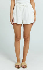 Olivia Shorts - Drawstring Relaxed Linen Shorts in White