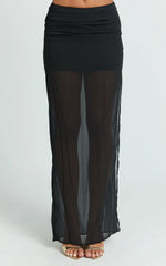 Ricki Maxi Skirt - Low Waist Fit And Flare Skirt in Black