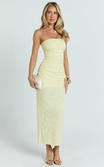 Kayrene Maxi Dress - Strapless Bodycon Dress in Butter Yellow