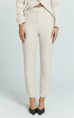 Hermie Pants - High Waisted Cropped Tailored Pants in Putty