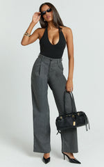 Nora Pants - Pinstripe Tailored Relaxed Pants in Grey Pinstripe