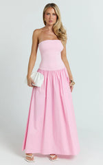 Cheyenne Maxi Dress - Strapless A Line Dress in Pink