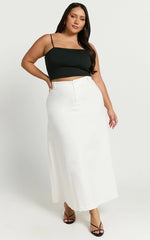 Benjie Maxi Skirt - Tailored Linen High Waisted A Line in White