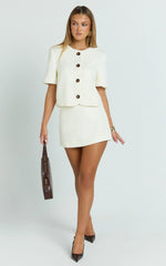 Halsey Jacket - Short Sleeve Structured Jacket in Cream