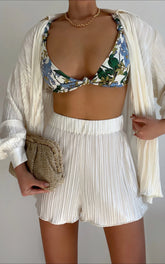 Archer Shorts - High Waisted Plisse Shorts in Cream