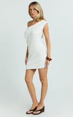 Fiona Mini Dress - Off Shoulder Relaxed Knit Dress in Off White
