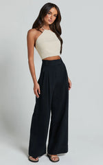 Bette Pants - High Waisted Wide Leg Pants in Black
