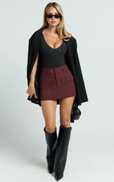 Clara Skort - Pinstripe Skort in Brown Stripe