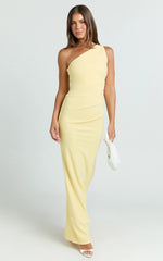Criselda Maxi Dress - One Shoulder Maxi Dress in Lemon