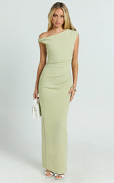 Genie Maxi Dress - Off The Shoulder Dress in Sage