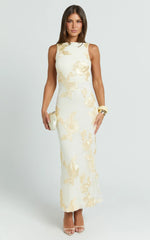 Freya Maxi Dress - Boat Neck Backless Dress in Yellow