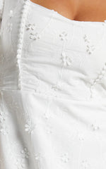Fancy A Spritz Mini Dress - Square Neck Dress in White Embroidery