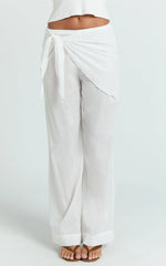 Behati Pants - Sarong Tie Waist Sheer Pants in Off White