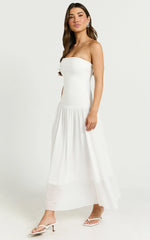 Cherie Midi Dress - Strapless Drop Waist Dress in Ivory