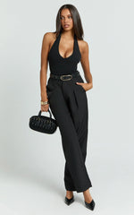 Ebby Pants - Barrel Leg High Waisted Pants in Black