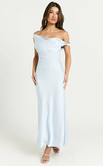 Alexia Midi Dress - One Shoulder Bust Slip Dress in Ice Blue