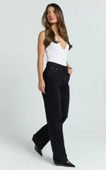 Abbie Jeans - Mid Rise Straight Leg Recycled Denim Jeans in Clean Black