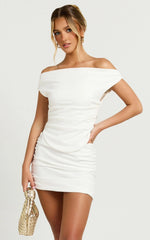 Cleo Mini Skirt - Mid Waisted Gathered Skirt in White