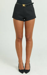 Cassandra Shorts - High Waisted Fitted Micro Shorts in Black