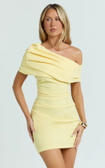 Kairose Mini Dress - Asymmetrical Sleeve Dress in Yellow