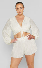Archer Shorts - High Waisted Plisse Shorts in Cream