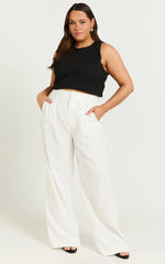 Augustus Pants - High Waisted Wide Leg Tailored Pants in White