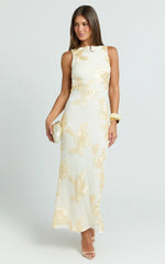 Freya Maxi Dress - Boat Neck Backless Dress in Yellow