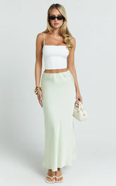 Amari Maxi Skirt - High Waisted Bias Cut Skirt in Mint