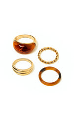 Janet 4 Pack Mixed Resin and Gold Rings in Gold