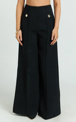 Clara Pants - High Waisted Wide Leg Pants in Black