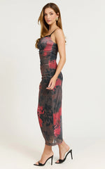 Cherra Midi Dress - Sweetheart Slip Dress in Blur Print