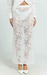 Dahlia Midi Skirt - Lace Skirt in White