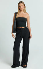 Davie Pants - High Waisted Wide Leg Pants in Black