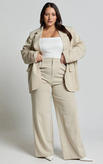 Lorcan Pants - High Waisted Tailored Pants in Stone