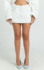 Richelle Skort - Mid Waisted Mini Skirt With Contrast Stitch Detail in Off White