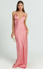 Quincy Maxi Dress - Satin Slip Dress in Pink