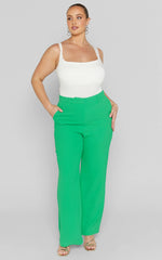 Bonnie Pants - High Waisted Tailored Wide Leg Pants in Green