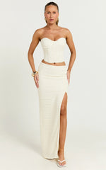 Christina Maxi Skirt - Crochet Maxi Skirt With Front Split in Cream