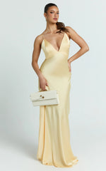 Quincy Maxi Dress - Satin Slip Dress in Lemon