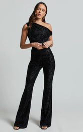 Christina Pants - Mid Waist Burnout Pants in Black